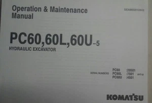 KOMATSU PC60, 60L, 60U-5  OPERATION AND MAINTENANCE MANUAL - Picture 1 of 3