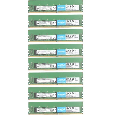 Crucial 64GB 8X8GB 2666MHz DDR4 PC4-21300 ECC Registered Memory Ram CT8G4RFS8266 - Image 1 of 4