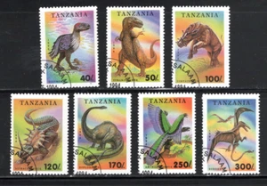 FW956 Tanzania 1994 Complete Set of 7 Different Prehistoric Animals Dinosaurs - Picture 1 of 1