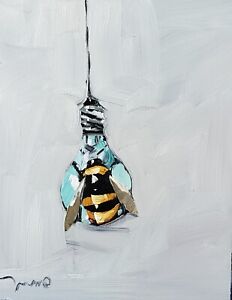 JOSE TRUJILLO Oil Painting IMPRESSIONISM Collectible ORIGINAL Light Bulb Bee