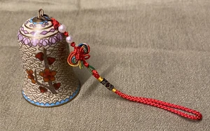 Hand Made VNTG Chinese Cloisonne Ornament Bell Soft Colors Flowers Copper Enamel - Picture 1 of 10