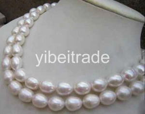 12-14MM AAA NATURAL WHITE SOUTH SEA BAROQUE PEARL NECKLACE 36 INCH - Picture 1 of 1
