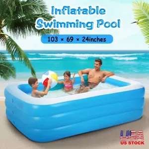 Inflatable Swimming Pool for Kids/Adults Large Water Party Fun 103*69*24in NEW - Picture 1 of 11
