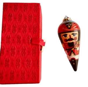 Vtg Hand Painted Glass Nutcracker Christmas Cone Ornament Inside Art 1999 R3-3 - Picture 1 of 7