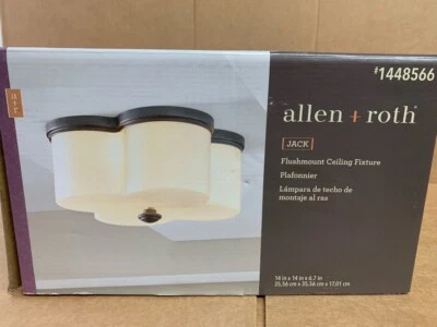 allen + roth  2-Light 14-in Bronze Incandescent Flush Mount Light - Image 1 of 4