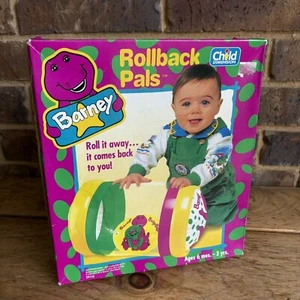 Juguete inflable Barney 1993 Lyons Group Rollback Pals bebé niño nuevo stock antiguo - Imagen 1 de 11