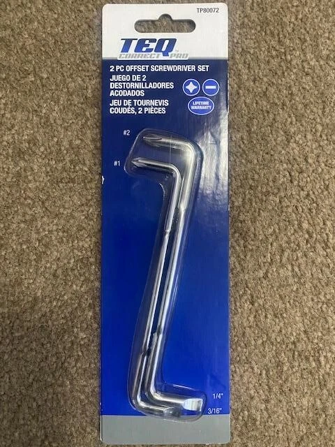 TEQ TP80072 2 Piece Offset Screwdriver Set #1 & #2 Phillips Slotted - Image 1 of 1