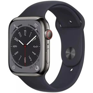 Apple Series 8 GPS & UNL CELLULAR 45mm St St / Midnight Sport Band M/L-MNW23LL/A - Picture 1 of 7
