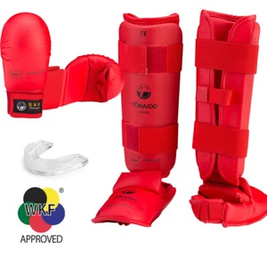 New! Red Tokaido Karate WKF Competition Sparring Gear Set - Picture 1 of 1