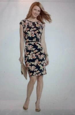 Vestido Vaina Charter Club Manga Copa Estampado Cinturón, Talla 10 Foto 1 de 4