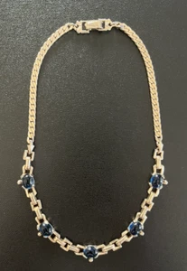 Collana VINTAGE firmata Barclay girocollo pietra blu tono oro 15 pollici LEGGI - Foto 1 di 13