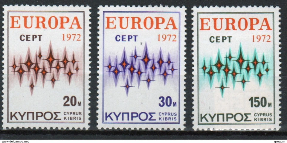 Chipre conjunto de sellos emitidos en 1972 para celebrar Europa en montado como nuevo Foto 1 de 1