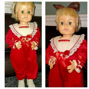 Vintage 1961 Horsman Thirste BabyDoll Toddler TB- 23" Thirsty Christmas Outfit - Picture 1 of 14