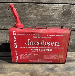 Vintage Jacobsen GAS Can 2 1/2 U.S. Gallons Fuel Mixture for Power Mowers USA - Picture 1 of 8
