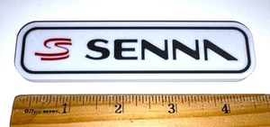 Ayrton Senna WHITE "DOUBLE S" Red Black 3-D Printed Logo Stick On Plate Plaque - Picture 1 of 3