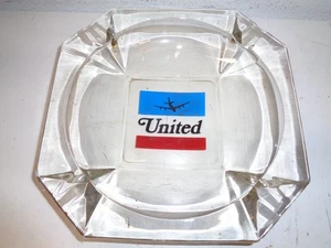 Vintage großer 8" United Airlines Glas Werbung Aschenbecher - Bild 1 von 2