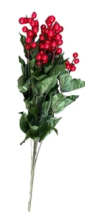Lotto 4 steli Red Berry Bush Holiday floreale secco ottimo per artigianato stagionale - Foto 1 di 2