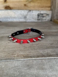 Hot Topic Red black spike Choker Necklace Y2K Punk Rock Style Biker Rocker Goth - Picture 1 of 8