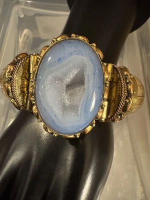 TARA MESA Agate & Bone Blue dyed window drusy agate Bangle Bracelet  Holiday - Image 1 of 4