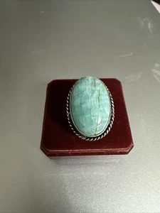 Hermosas rayas anillo navajo vintage de plata esterlina turquesa talla 7 - Imagen 1 de 7