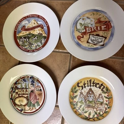 Juego de 4 platos de aperitivo de queso vintage por restauración Foto 1 de 4