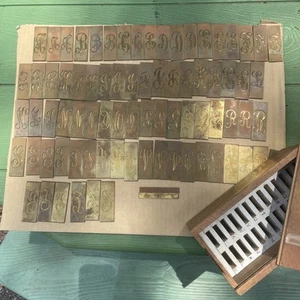 New Hermes Brass engraving- Monogram Cursive 3 Sizes fonts Alphabet 80 Pcs. Box - Picture 1 of 11