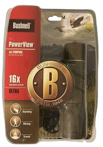 Bushnell PowerView 131633C Binoculars w/ Case 16x32 185ft @ 1000yds New - Picture 1 of 2