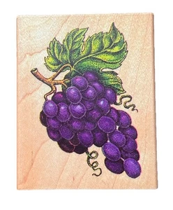 Realistic Grape Fruit Harvest Produce Food Wine Ingredient Wood Rubber Stamp - Picture 1 of 3