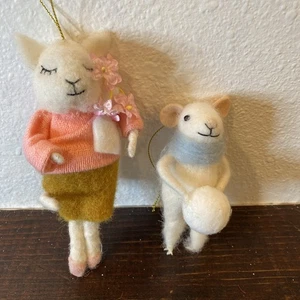 Filz Maus & Katze weiß Tier Weihnachtsschmuck ENTZÜCKEND!! - Bild 1 von 12