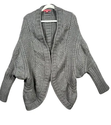 Saks Fifth Avenue Suéter Mujer Grande Gris Cable Frente Abierto Chal Cárdigan Foto 1 de 4