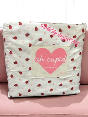 Juego de sábanas gemelas patrón corazón dama insecto amor día de San Valentín 3 piezas nuevas con etiquetas suaves Foto 1 de 2