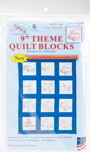 Jack Dempsey Themed Stamped White Quilt Blocks 9"X9" 12/Pkg-Rescue Vehicles - Picture 1 of 1