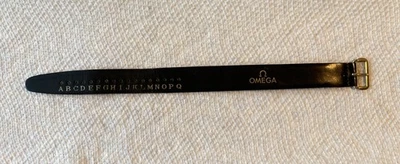 欧米茄皮革尺码表带未使用,黑色/红色独特,复古 A 到 Q 码 — 第 1/4 张图片