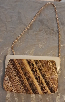 MORLE VINTAGE SNAKESKIN & ECRU LEATHER SHOULDER BAG (70s)) - Image 1 of 4