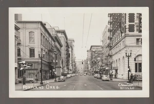 Portland OREGON RPPC 1952 STORES Advertising Signs STREET SCENE OR - Picture 1 of 2