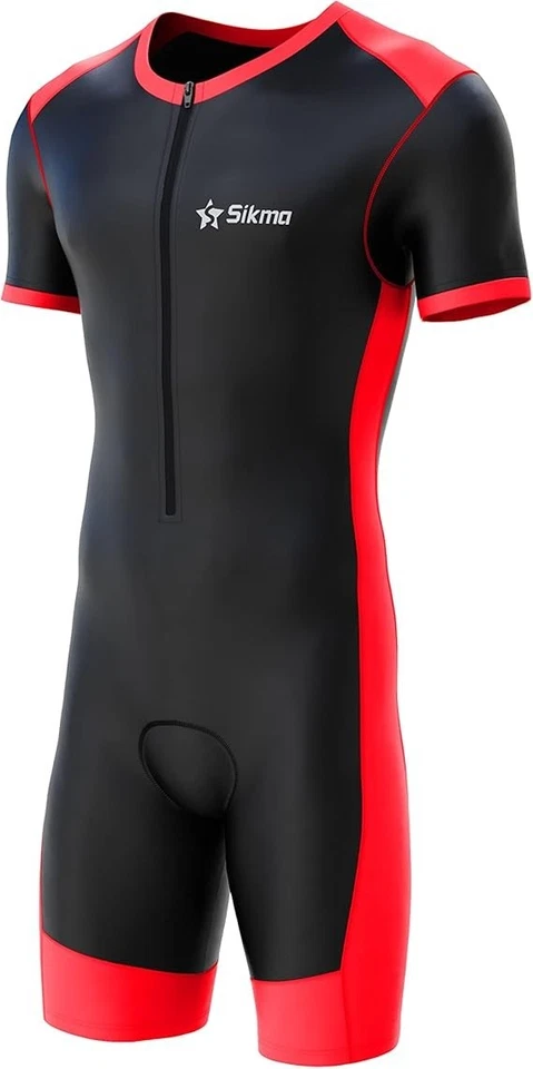 SIKMA MEN CYCLING SKIN SUIT FOR MEN SHORT SLEEVE PADDED TRISUIT  S TO XXL - Image 1 of 1