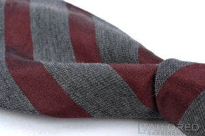 GIORGIO ARMANI CRAVATTE Vintage VTG Gray Striped WOOL SILK Luxury Tie - 3.50" - Picture 1 of 5