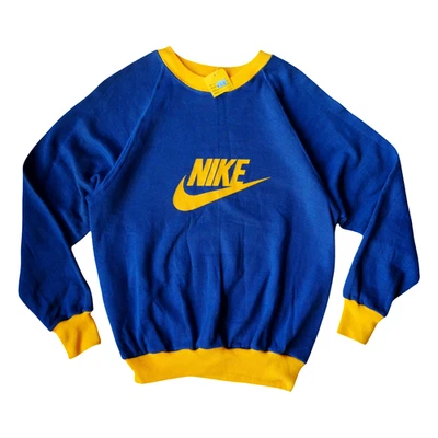 Vintage 70s Nike Sweatshirt Youth XL Orange Swoosh Crewneck Pullover Shirt 80s - Image 1 of 4