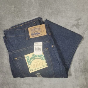 Vintage Plain Pockets Jeans Mens 32x36 Blue Denim Straight Leg Made USA 90s - Picture 1 of 18