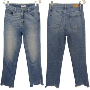 Paige Cindy Jeans Sz 29 High Rise Straight Leg Frayed Distressed hem light wash - Picture 1 of 16