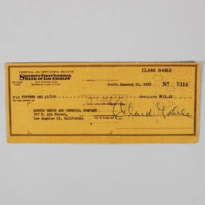 Clark Gable Signed Check - COA JSA - Picture 1 of 4