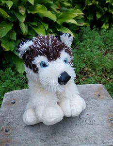 Vintage VGUC -RARE-7.5” JAAG Realistic Plush Stuffed Dog Wolf White Brown Black - Picture 1 of 6