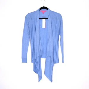 LILLY PULITZER NEW Danique Coolmax Open Cardigan Heathered Blue Peri Women's 2XS - Picture 1 of 15