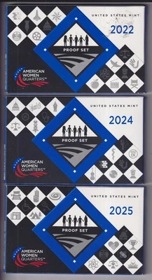 LOT OF (3) UNITED STATES MINT AMERICAN WOMEN QUARTERS PROOF SETS .25¢ COINS USA - Image 1 of 4