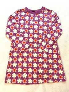 Hanna Andersson Dress 110 Size 5 Purple Red White Long Sleeve Geometric Flower - Picture 1 of 12