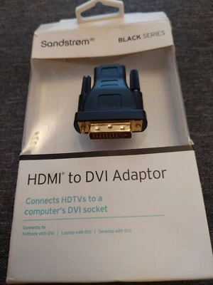 SANDSTROM AV Black Series SHDVA114X HDMI to DVI Adapter Gold-plated  **NEW** - Image 1 of 2