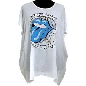 T-shirt Made in Italy taglia 46 48 50 bianca con linguetta blu manica corta - Foto 1 di 3