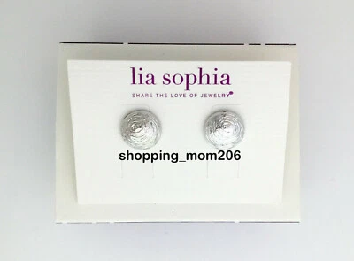 Lia Sophia "Impress" Silver Tone Stud Earrings NIB - Imagem 1 de 3