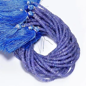 Natural Tanzanite Gemstone Rondelle Shape Smooth Beads 4 mm Strand 7.5" EB-714 - Picture 1 of 4