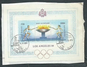 1984 SAN MARINO USATO FOGLIETTO OLIMPIADI DI LOS ANGELES ANNULLO FDC - C - Foto 1 di 1